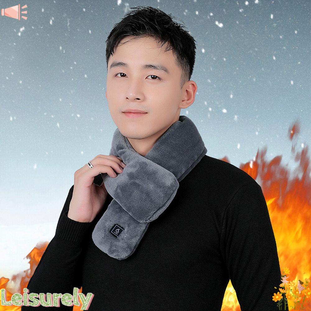 LEILY Khăn Choàng Cổ Giữ Ấm Mùa Đông Bằng Điện Màu Sắc Đơn Giản Có Cổng Sạc