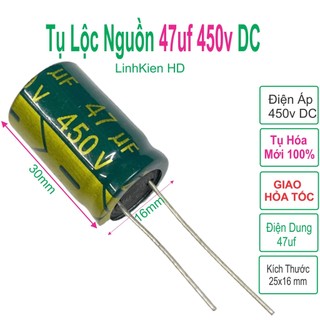 Tụ lộc nguồn tụ hóa 47uf 400v 450v xanh 16x25mm - linhkien hd