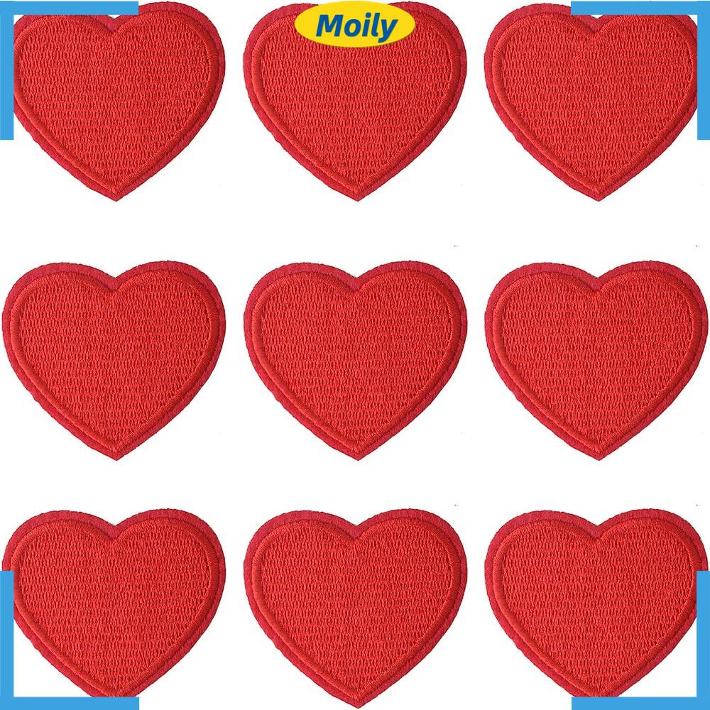 MOILYVN Bộ 10 Miếng Vải Cotton 2.1X1.8Inches Màu Đỏ Hình Trái Tim Dùng Để May Nón