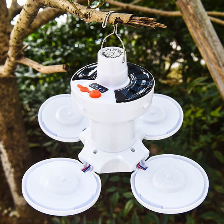 Bóng đèn led tích điện 40W, năng lượng mặt trời hình 4 Cánh Hoa có thể đóng mở