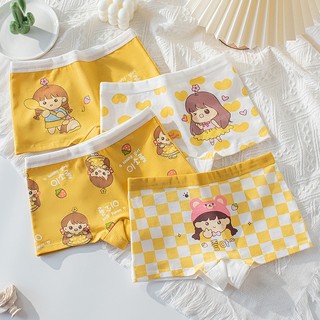 Bộ 4 Quần Lót Boxer Vải Cotton Thiết Kế Dễ Thương Cho Bé Gái