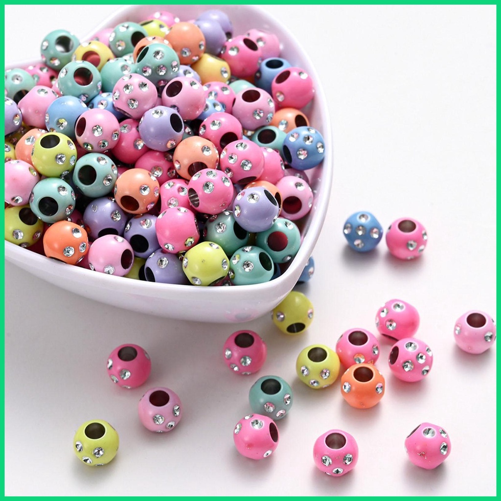 Bộ 50 Hạt Tròn Bằng Acrylic Chống Thấm Nước Trang Trí Vòng Đeo Tay DIY