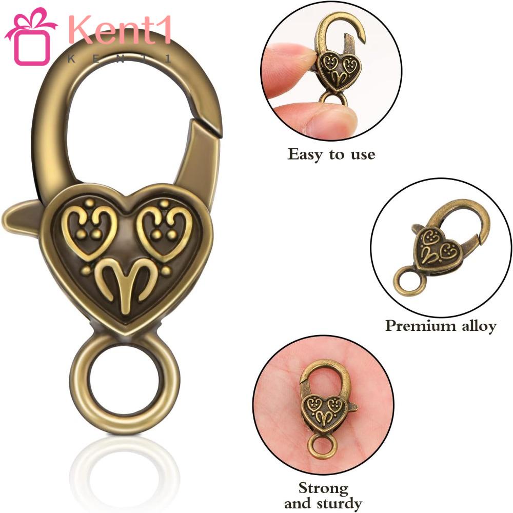 KENT1 Kẹp Càng Cua Hình Trái Tim Bằng Hợp Kim Màu Vàng / Bạc 26x15MM Chất Lượng Cao