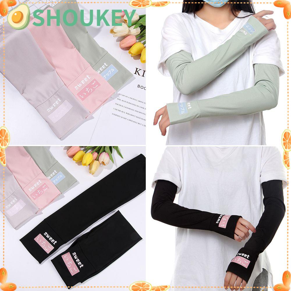 SHOUKEY Set 2 Vỏ Bọc Cánh Tay Chống Nắng Chất Liệu Lụa Lạnh Mỏng Dành Cho Lái Xe