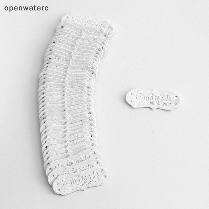 Set 50 Thẻ Da PU In Chữ Handmade With Love Dùng Để May Vá DIY