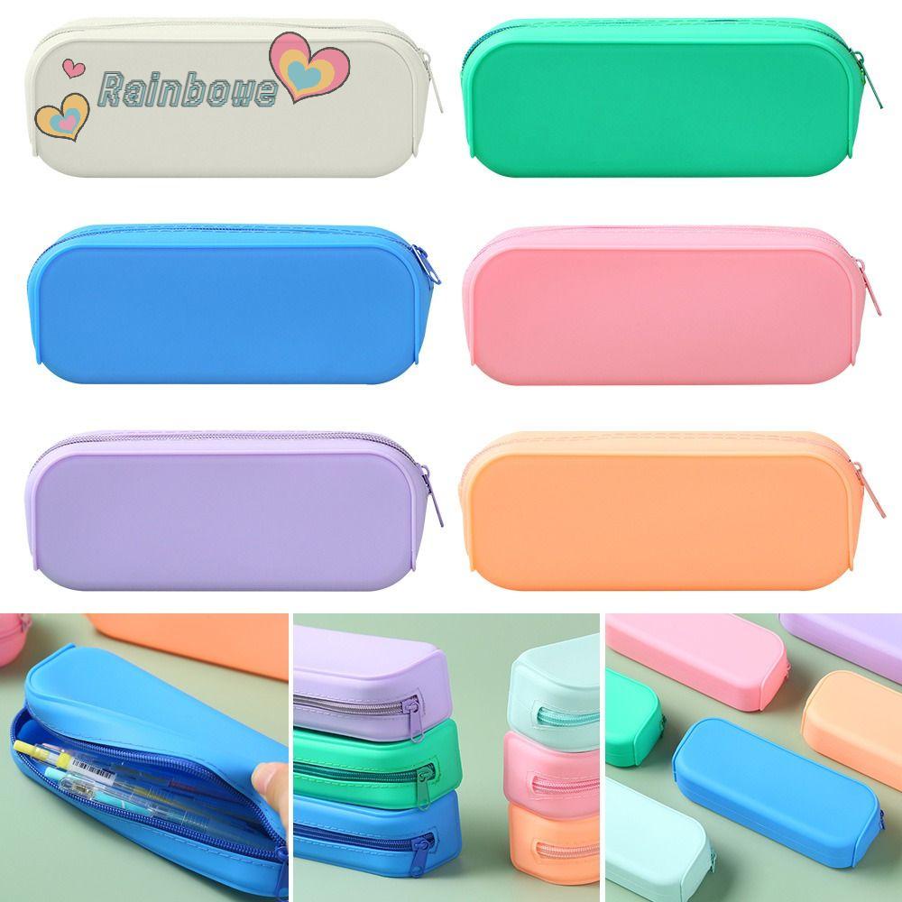 RAINBOW Hộp Đựng Bút Bằng Silicone Thiết Kế Đơn Giản Sáng Tạo