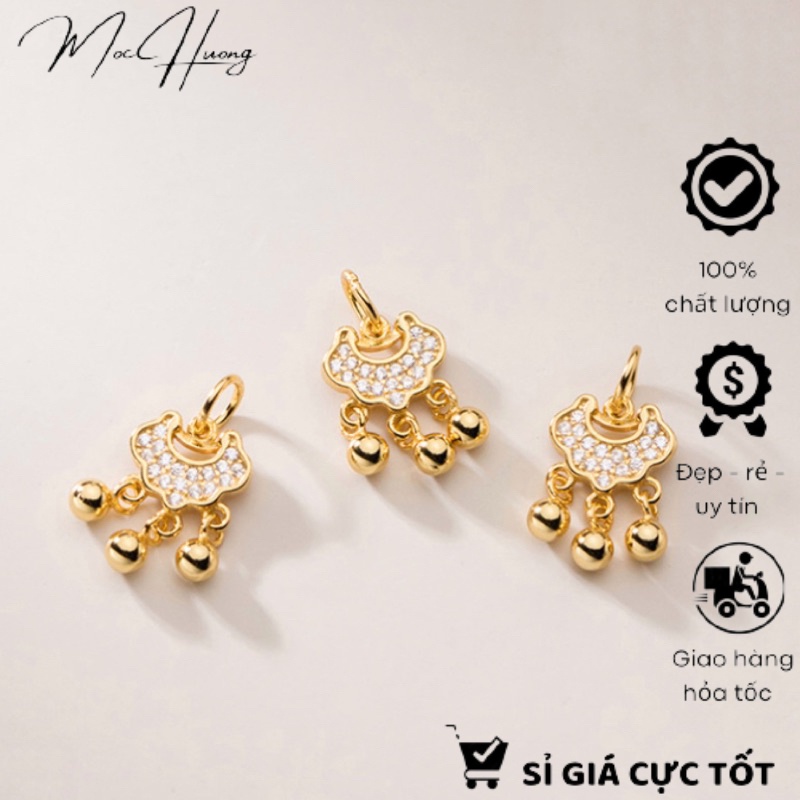 Charm bạc treo khánh chuông làm mặt dây chuyền cực xinh - MH426