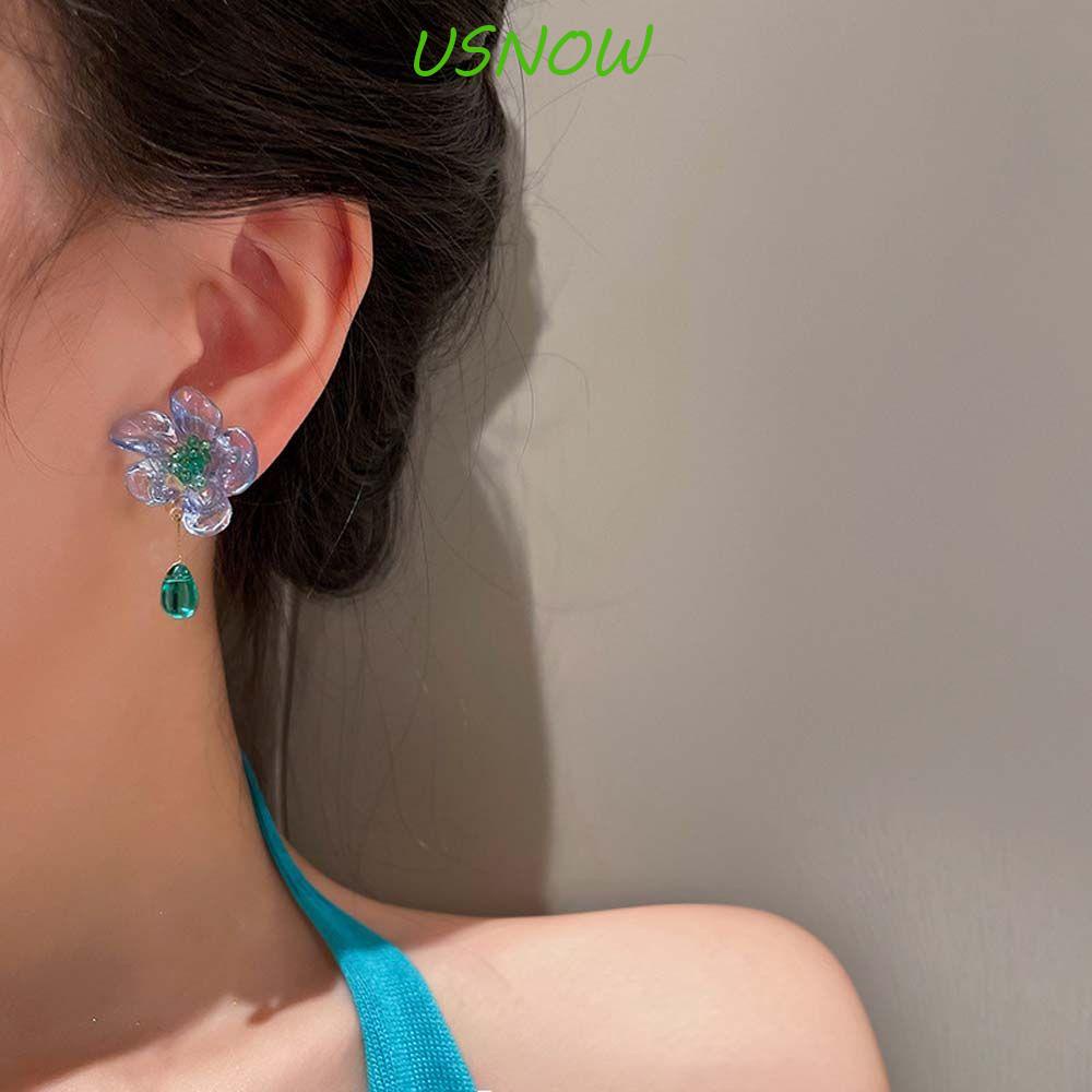 USNOW Bông Tai Dạng Kẹp Bằng Acrylic Phong Cách Cổ Điển Thời Trang Cho Nữ