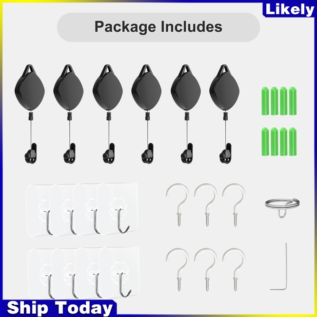 Set 6 Ròng Rọc Có Thể Thu Vào Kèm Dây Cáp VR Xoay 360 Độ°Máy Hút Bụi Dạng Xoay Không Ồn Tiện Dụng