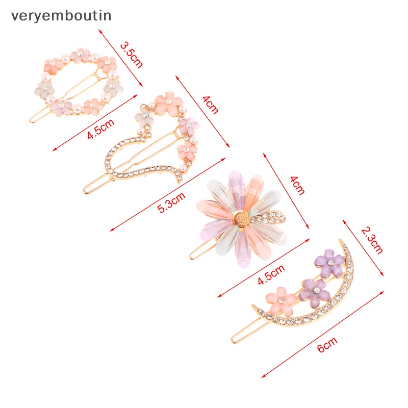 Kẹp Tóc Hình Hoa / Mặt Trăng Đính Đá Xinh Xắn Cho Nữ