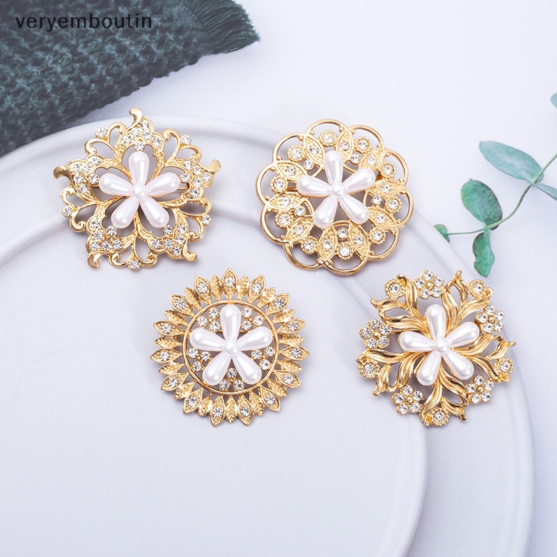 Ghim Cài Áo Hình Hoa Đính Đá / Ngọc Trai Giả Bằng Hợp Kim Đơn Giản Thời Trang Cho Nữ