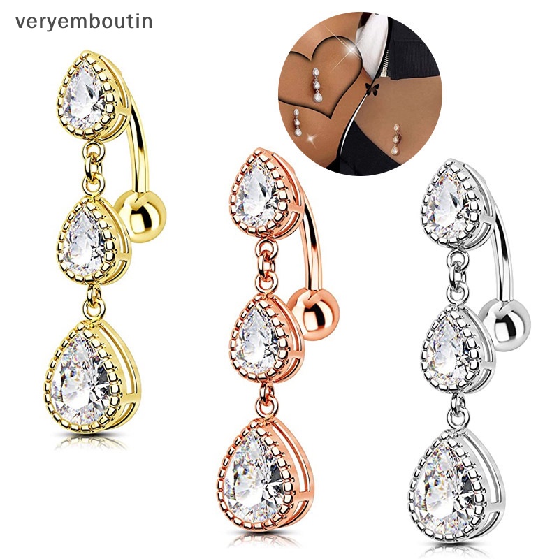 Khuyên Rốn Hình Giọt Nước Bằng Thép Không Gỉ Đính Đá Quyến Rũ Cho Nữ