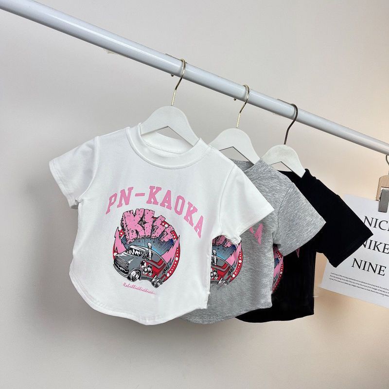 Áo Thun Tay Ngắn Cổ Tròn Thời Trang Mùa Hè 2023 Dành Cho Bé Gái