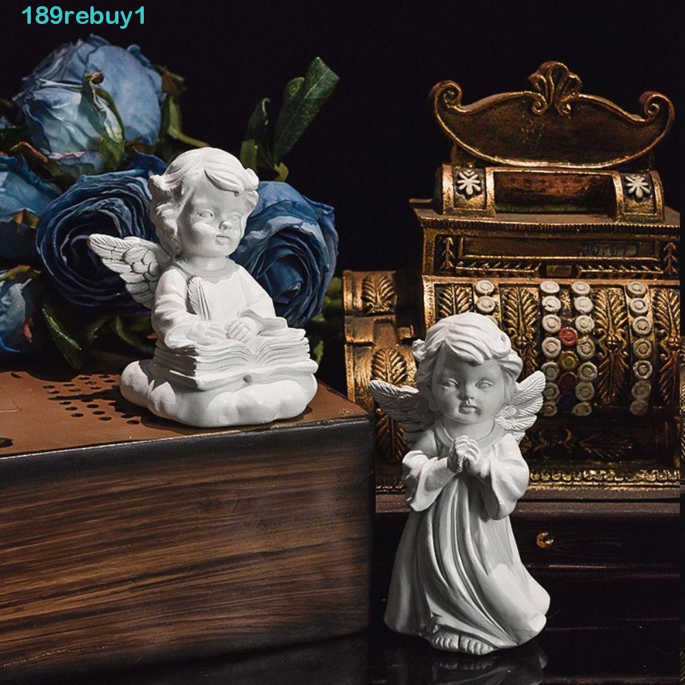 REBUY1 Tượng Thiên Thần Bằng Nhựa Resin Cầu Nguyện Phong Cách Châu Âu Cổ Điển Chất Lượng Cao
