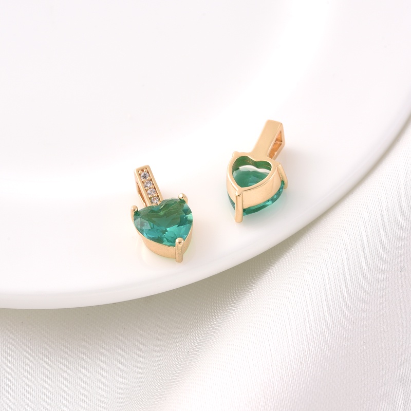 Mặt Dây Chuyền Hình Trái Tim Nhiều Màu Đính Đá Zircon 14K