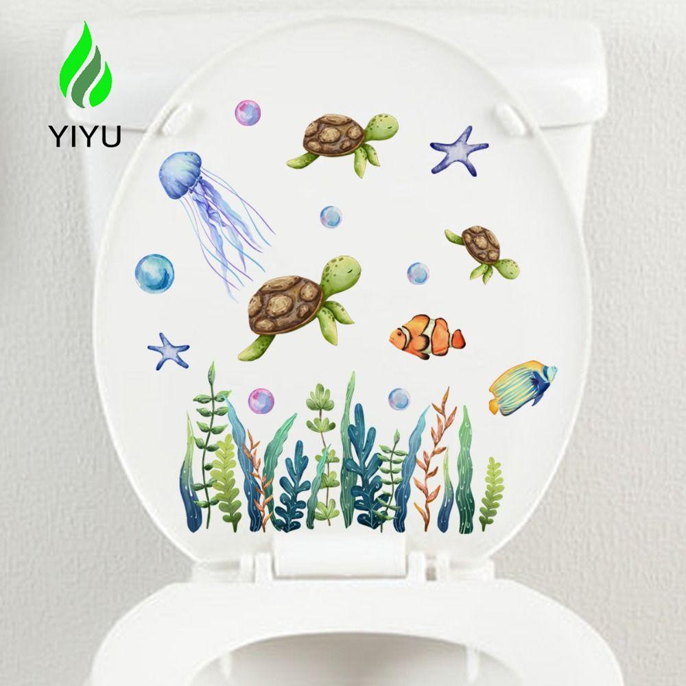 YIYU Miếng Dán Trang Trí Toilet Hình Sinh Vật Biển 30 * 30cm
