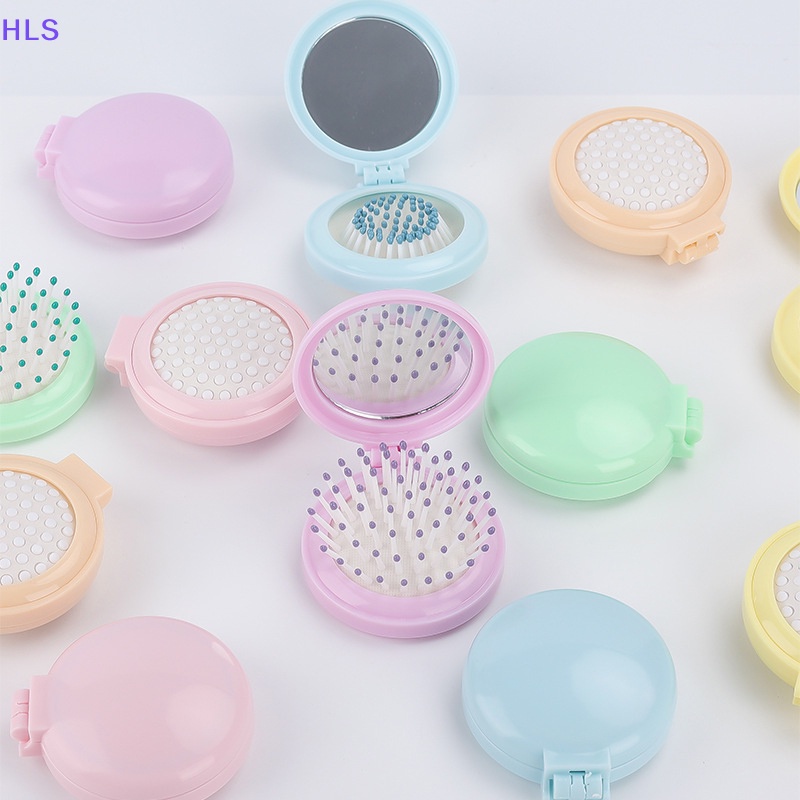 Lược Chải Tóc Mát Xa Mini Có Gương Gấp Gọn Bỏ Túi Mang Đi Du Lịch Tiện Lợi