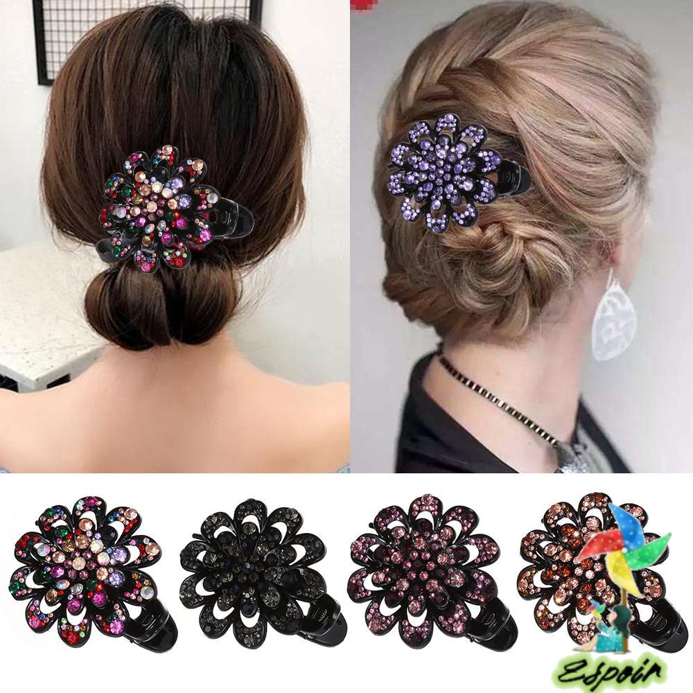 ESPO Kẹp Tóc Mỏ Vịt Đính Đá Phong Cách Cổ Điển