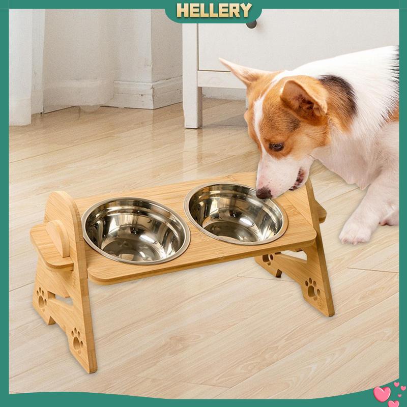 Bát Đựng Thức Ăn Cho Thú Cưng Bằng Thép Không Gỉ Kèm 2 Bát Và Giá Đỡ Tiện Dụng