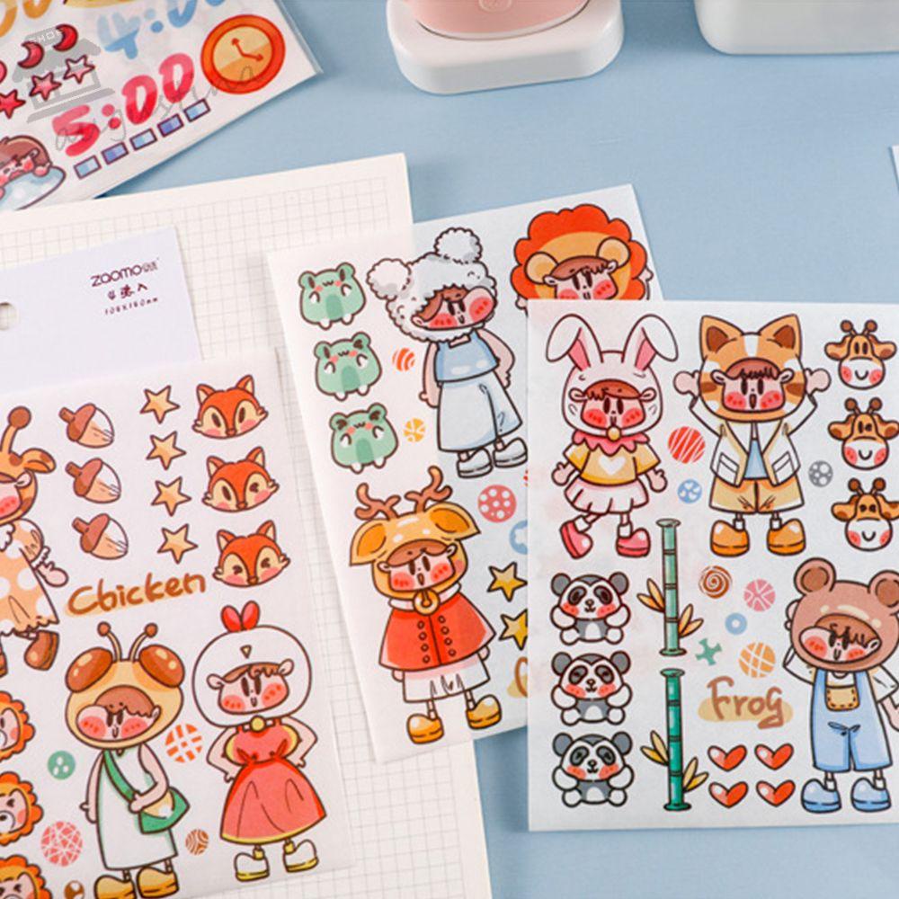 AUGUSTINA Miếng Dán Hoạt Hình Kawaii Tự Dính Chống Thấm Nước Dễ Thương Trang Trí Trường Học