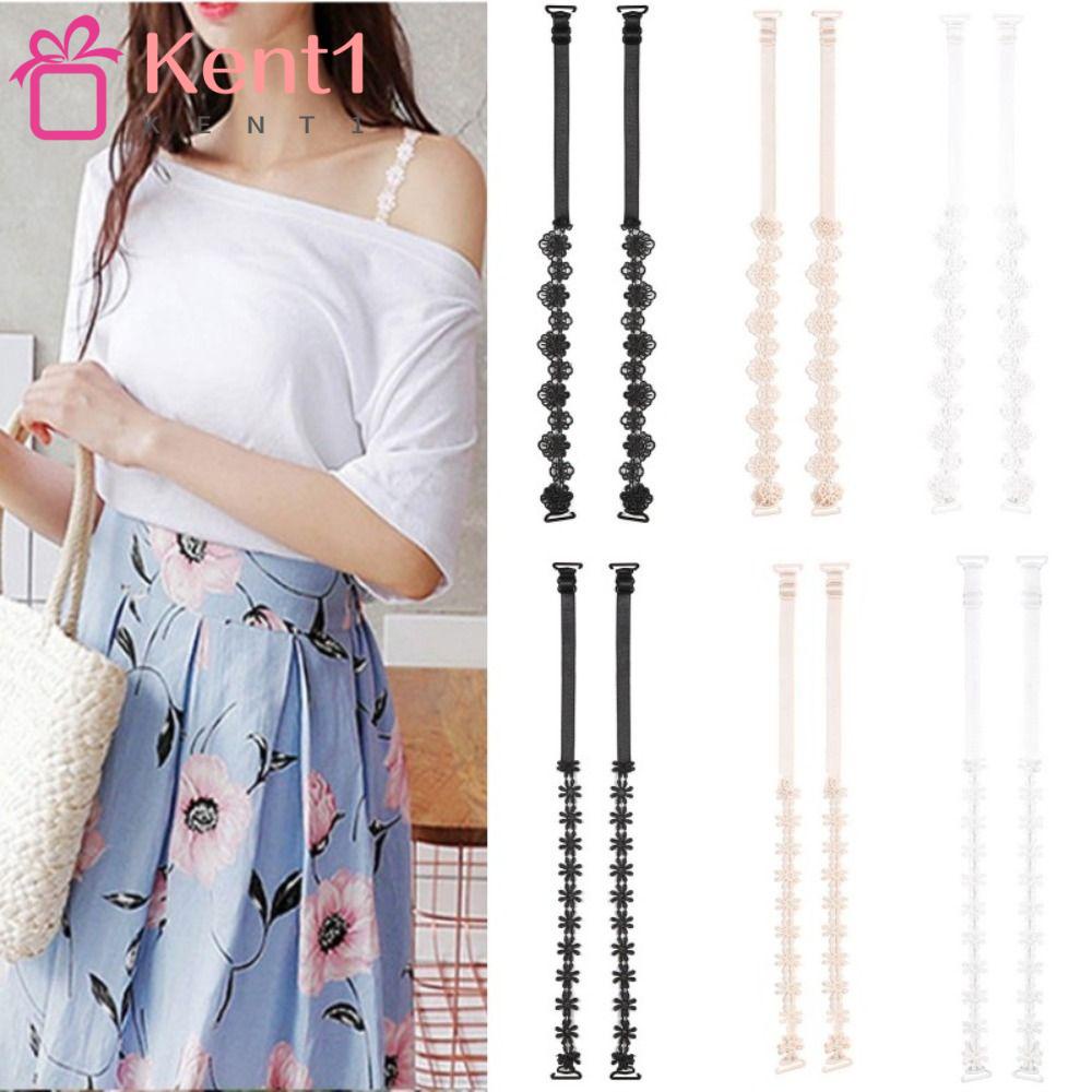 KENT1 Set 3 Cặp Dây Áo Ngực Co Giãn Bằng Cao Su Mềm Chống Trượt Phối Ren Hoa Dành Cho Nữ