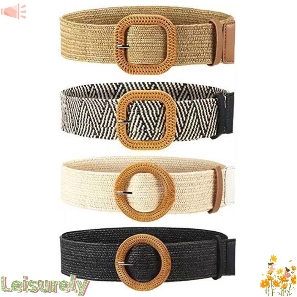 LEILY Thắt Lưng Bện Sợi Rơm Thời Trang Bohemian Cho Nữ