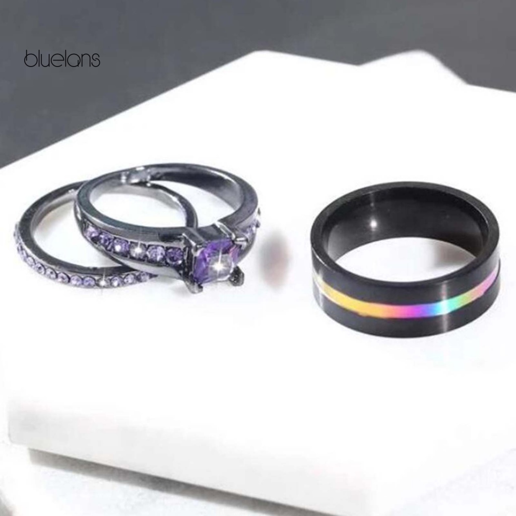 Set 3 Nhẫn Cặp Bằng Hợp Kim Đính Đá Thời Trang