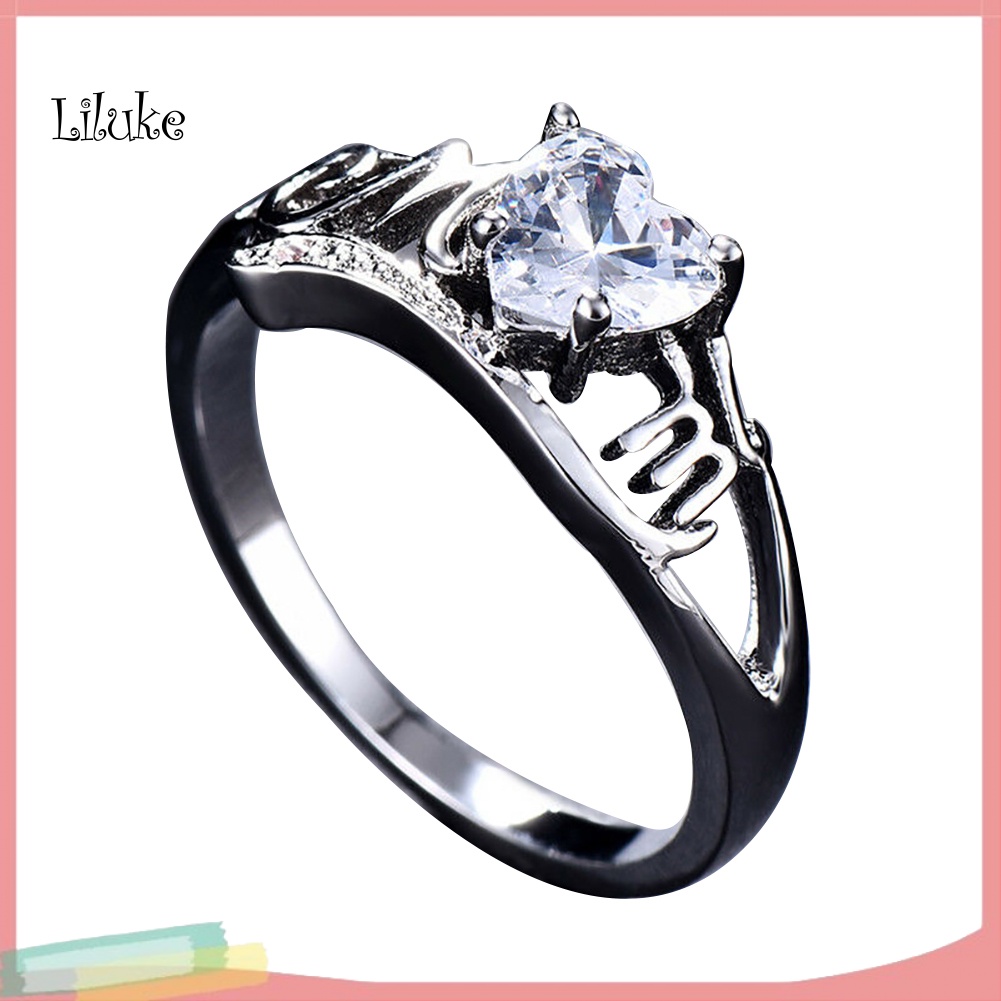 Nhẫn Đính Đá Zircon Hình Trái Tim LK MOM Thời Trang Dành Cho Nữ