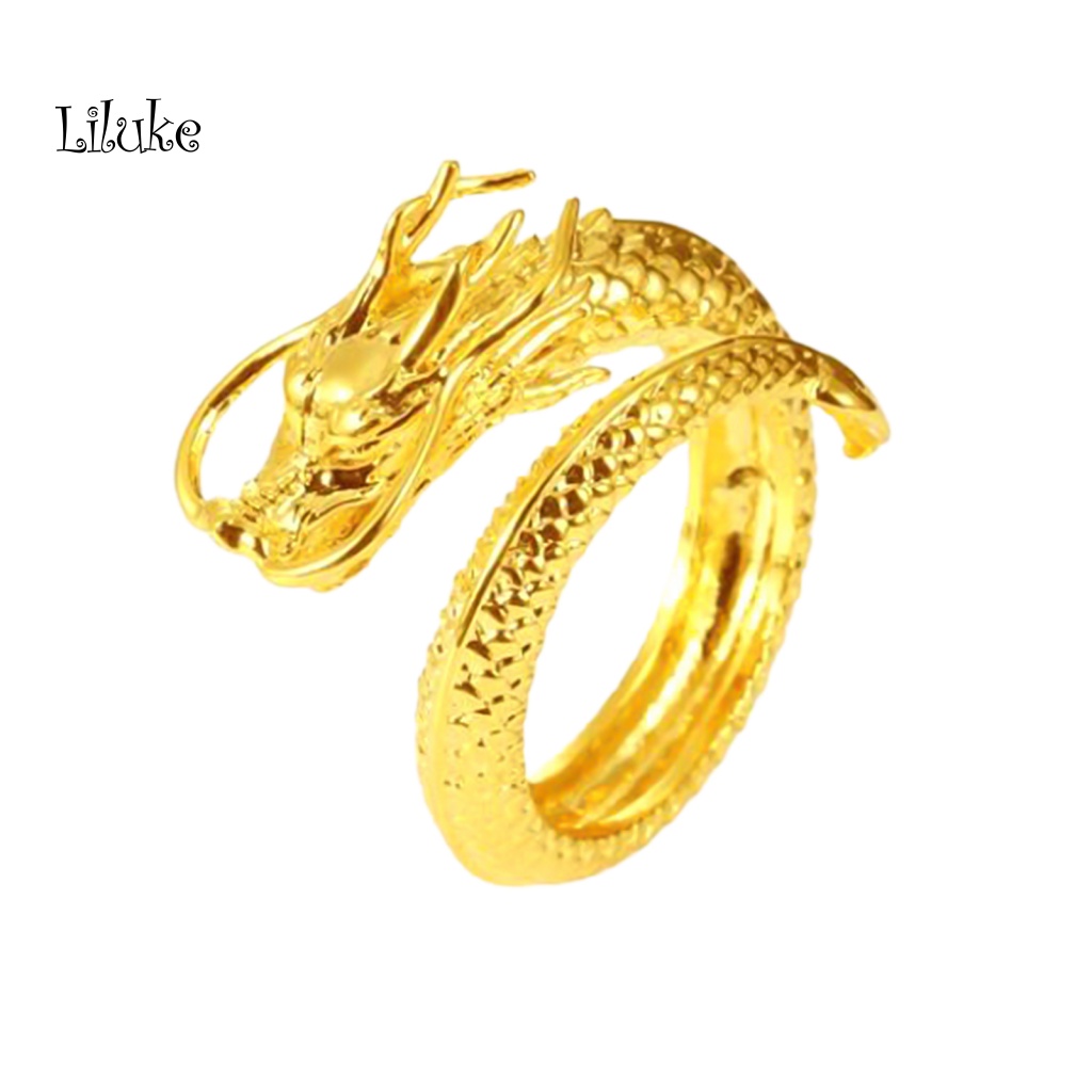 Nhẫn Hợp Kim Khắc Hình Rồng Cổ Điển Cho Nam