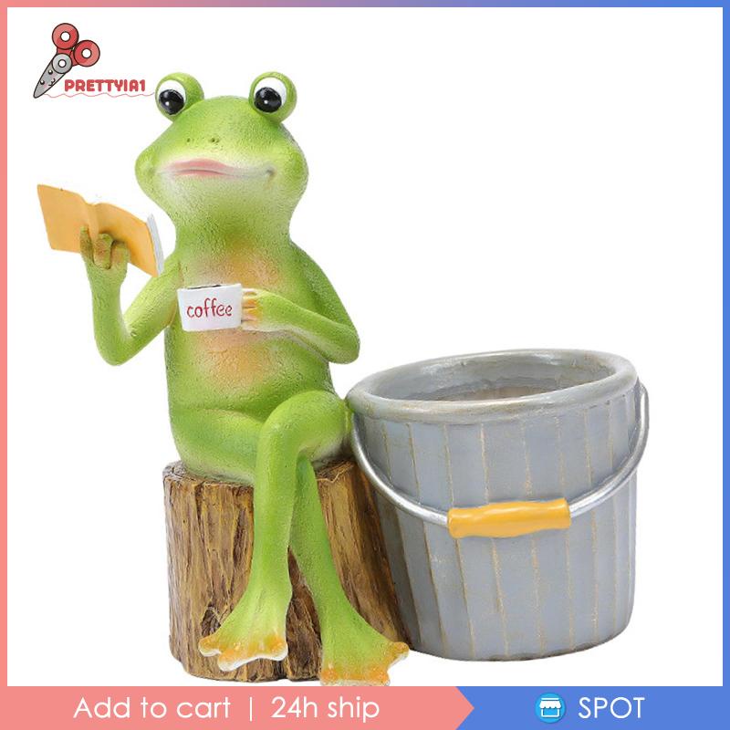 Chậu Hoa Nhỏ Bằng Resin Hình Chú Ếch Đáng Yêu Trang Trí Phòng Khách