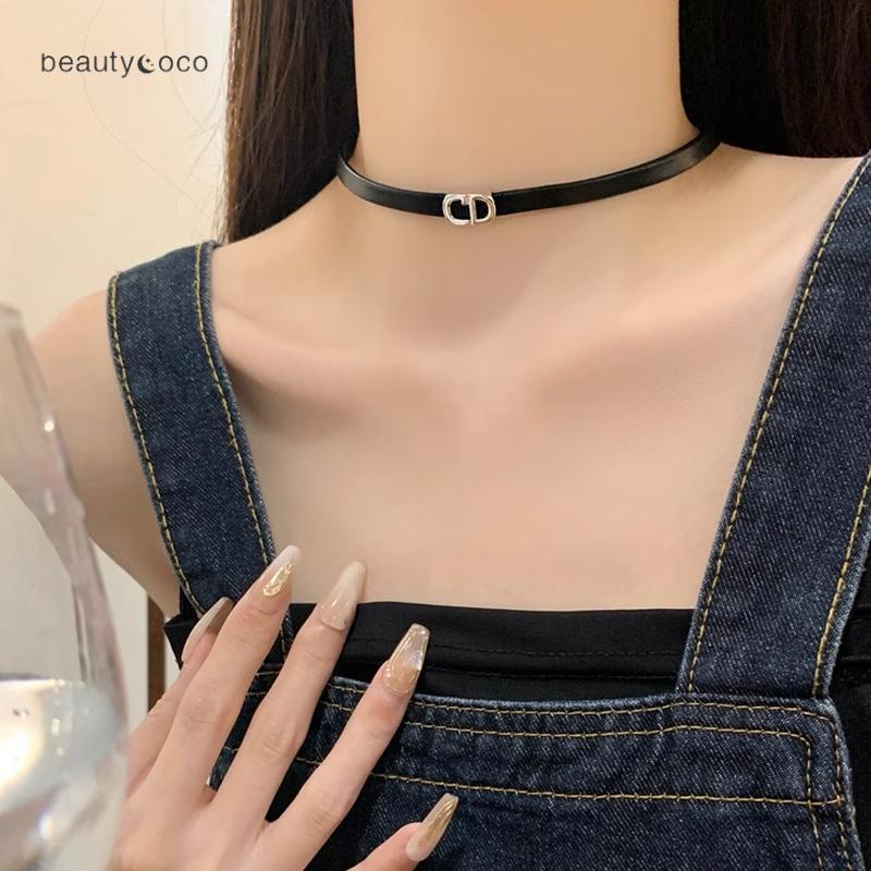 Beautycoco🍊Vòng cổ Choker Da PU Mặt Chữ CD