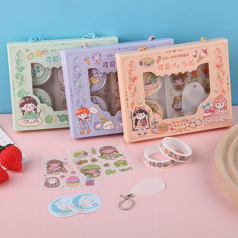 ANEMONE Bộ Thẻ Goo Goo DIY Kèm Móc Khóa Bằng Giấy Hoạt Hình Dành Cho Trẻ Em