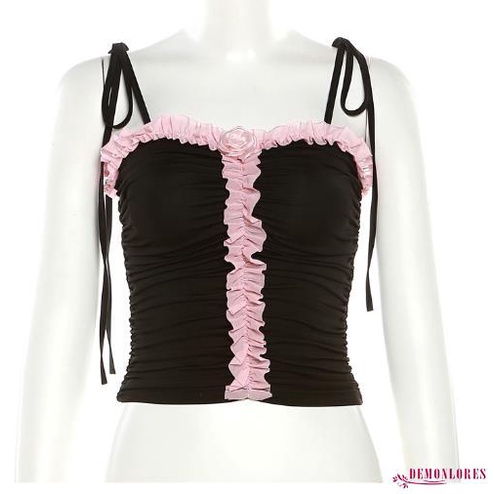 Áo Dây Nữ Cộc Tay Cổ Thấp Màu Đen Thời Trang