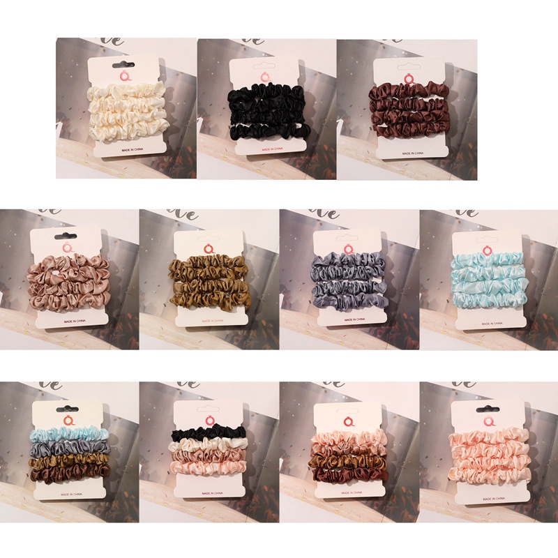 Ygt Set 4 Dây Buộc Tóc Vải Satin Màu Trơn Co Giãn Thời Trang Cho Nữ