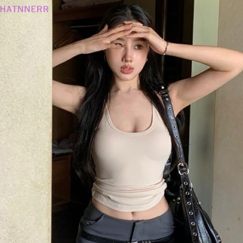 Áo Hai Dây Mùa Hè Màu Trơn Phong Cách Retro Mỹ Cho Nữ FHS