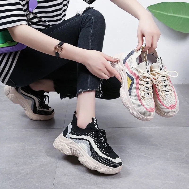Giày Thể Thao Đế Mềm Dày Siêu Nhẹ Thoáng Khí Thời Trang Hàn Quốc