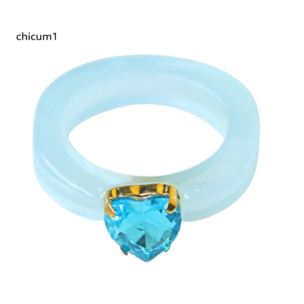 Nhẫn Đính Đá Hình Trái Tim Màu Sắc Ngọt Ngào Thời Trang Cho Nữ