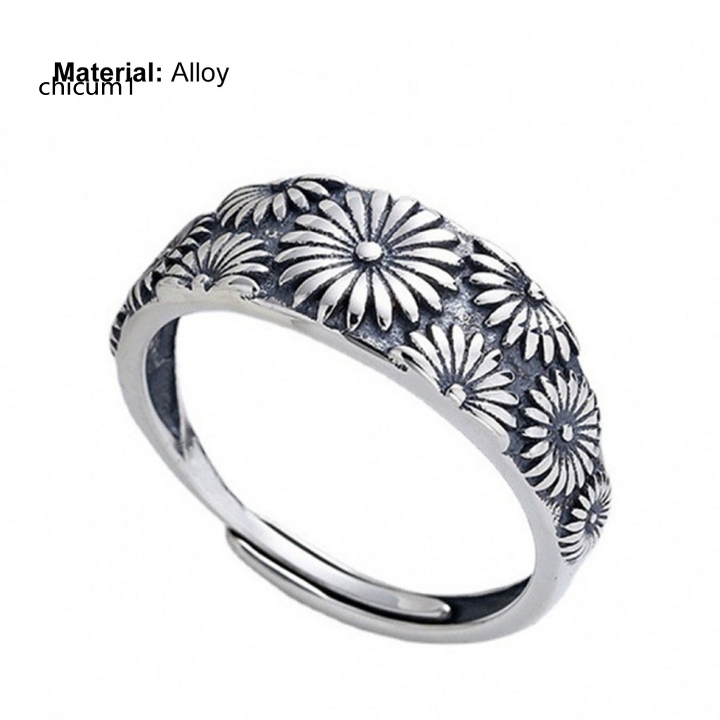 Nhẫn Cưới Hình Hoa Cúc Phong Cách Vintage Tinh Tế Có Thể Điều Chỉnh