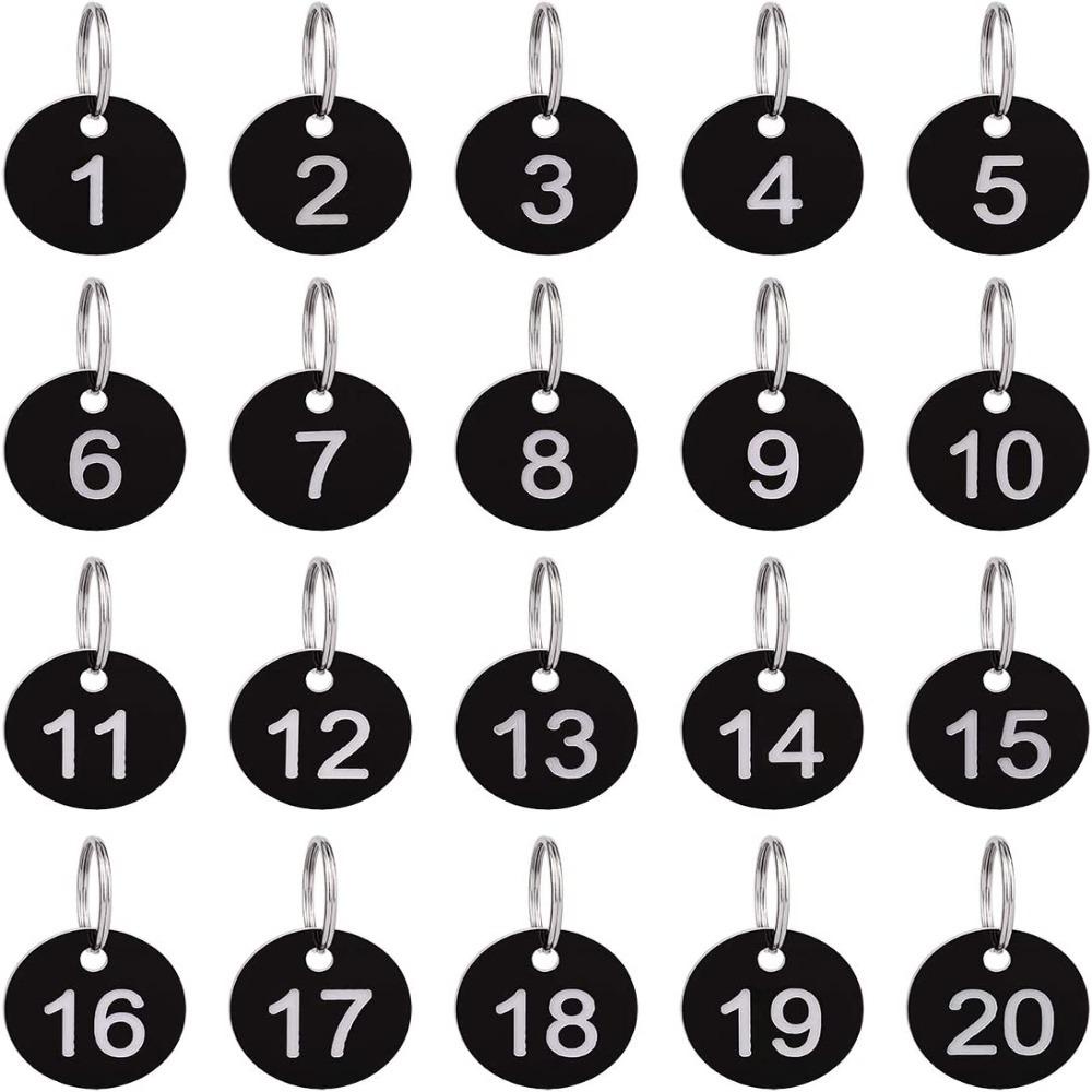 Set 20 Thẻ Số 35mm Màu Đen Hình Tròn 1-20 Tiện Dụng Cho Nhân Viên Ký Túc Xá / Y Tá