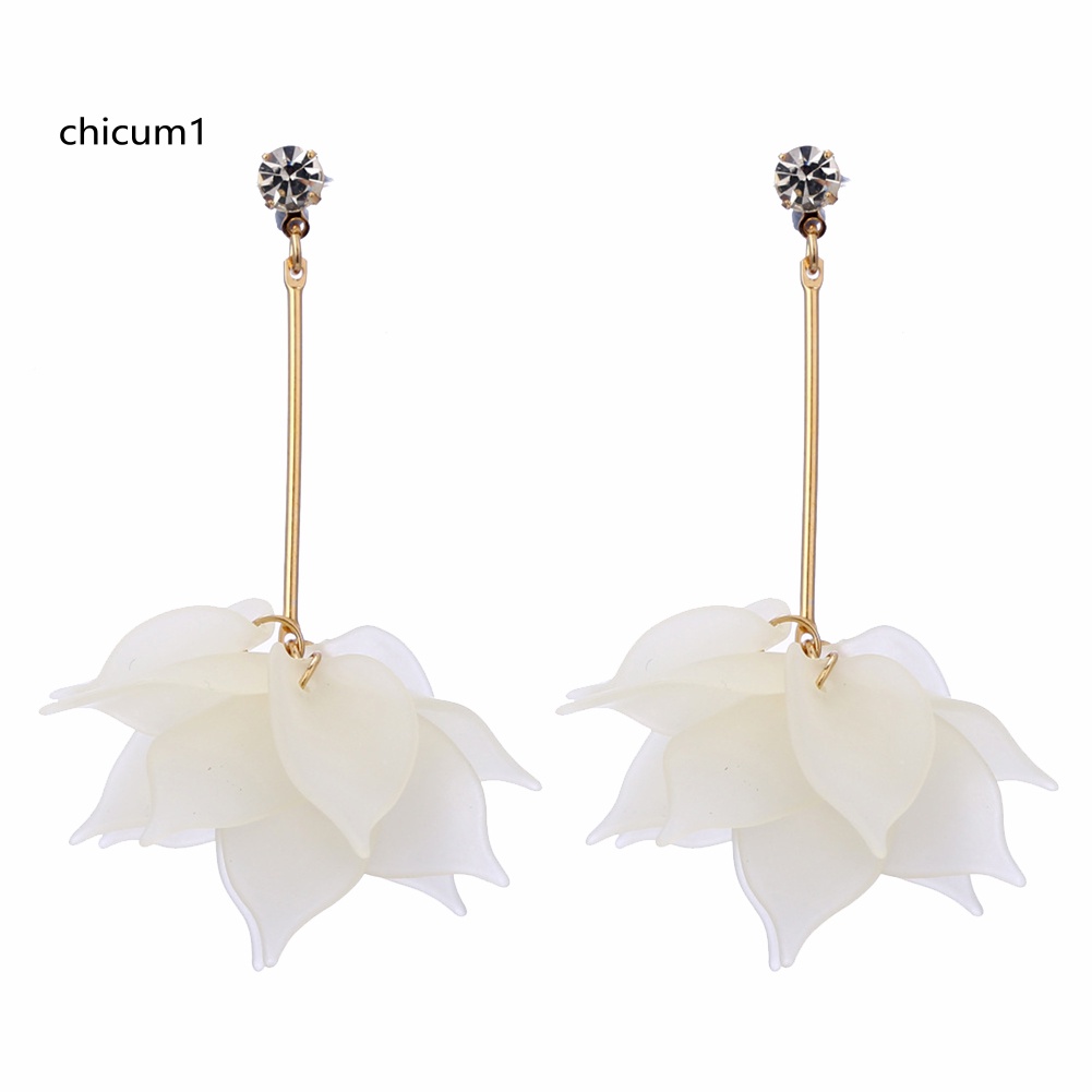 Khuyên Tai Dáng Dài Hình Cánh Hoa Bằng Nhựa Resin Ngọt Ngào Cho Nữ