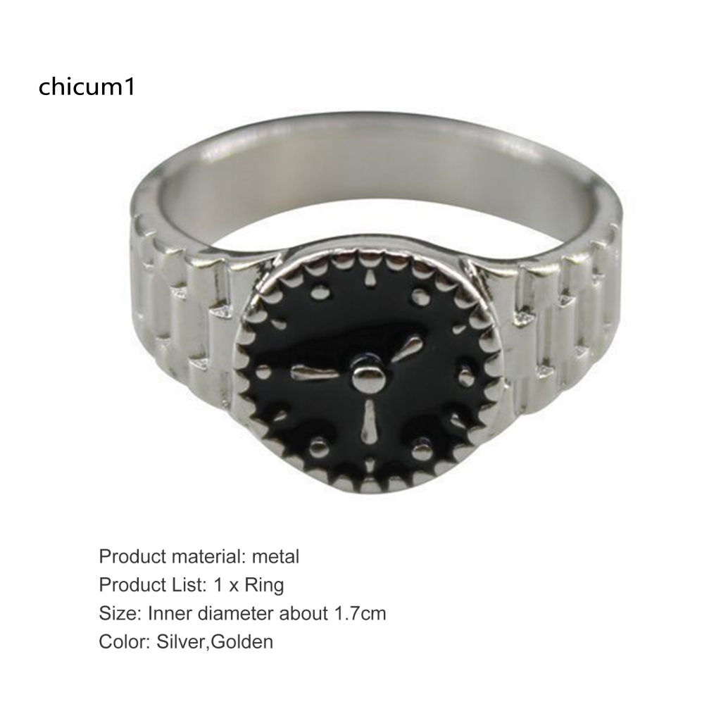 Nhẫn Hình Đồng Hồ Sáng Bóng Phong Cách Ins Cho Tiệc Tùng