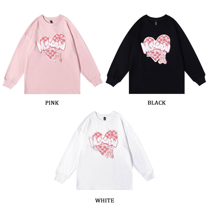 Áo Sweater Nữ Tay Dài In Hình Trái Tim plus