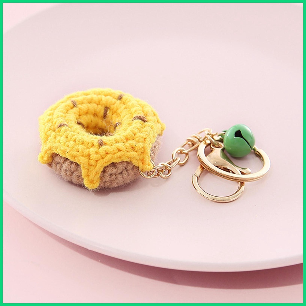 Móc Khóa Hình Bánh Donut Bằng Len Dễ Thương Cho Bé