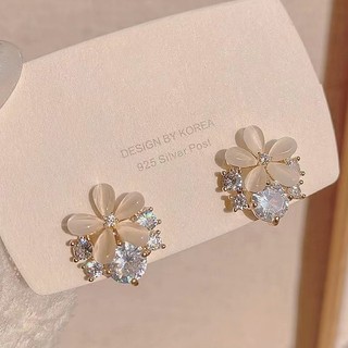 Bông tai hình hoa đính đá opal thời trang cho nữ