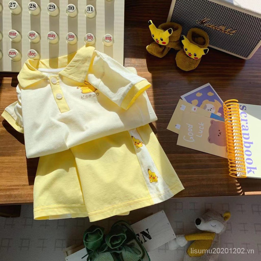 Bộ Đồ Thể Thao Áo Thun POLO Tay Ngắn Phối Quần Short Thời Trang Mùa Hè Cho Bé