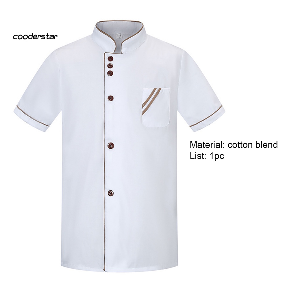 Áo Đầu Bếp Ngắn Tay Cổ Đứng Gọn Nhẹ Thoáng Khí Thoải Mái Dễ Giặt