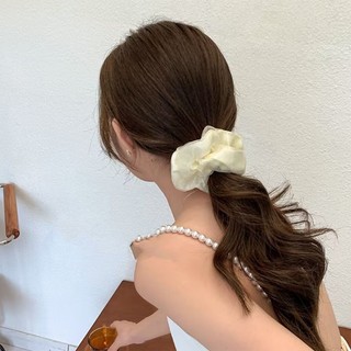 Dây Cột Tóc Lưới Màu Trơn Đơn Giản Phong Cách Retro Pháp