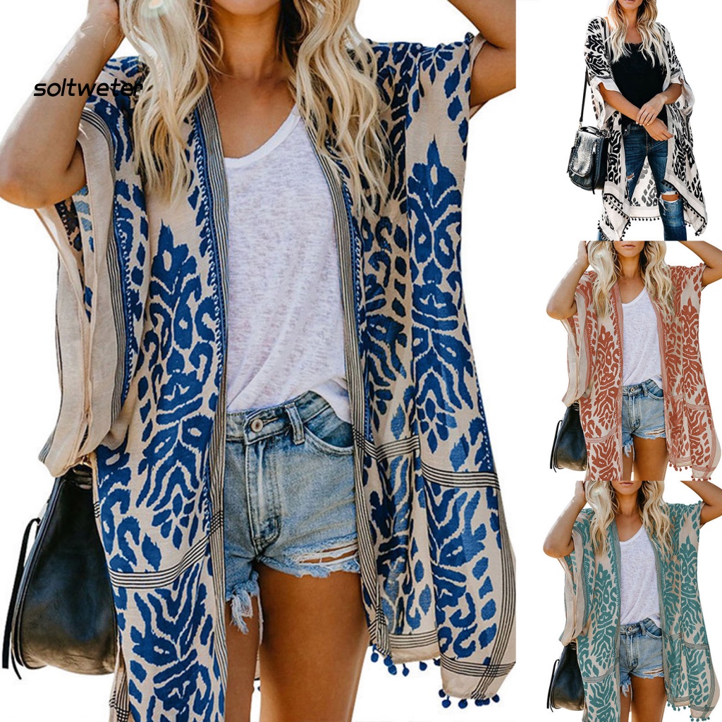 Bộ Đồ Bơi Tay Lỡ Che Nắng In Họa Tiết Phong Cách Boho Cho Nữ