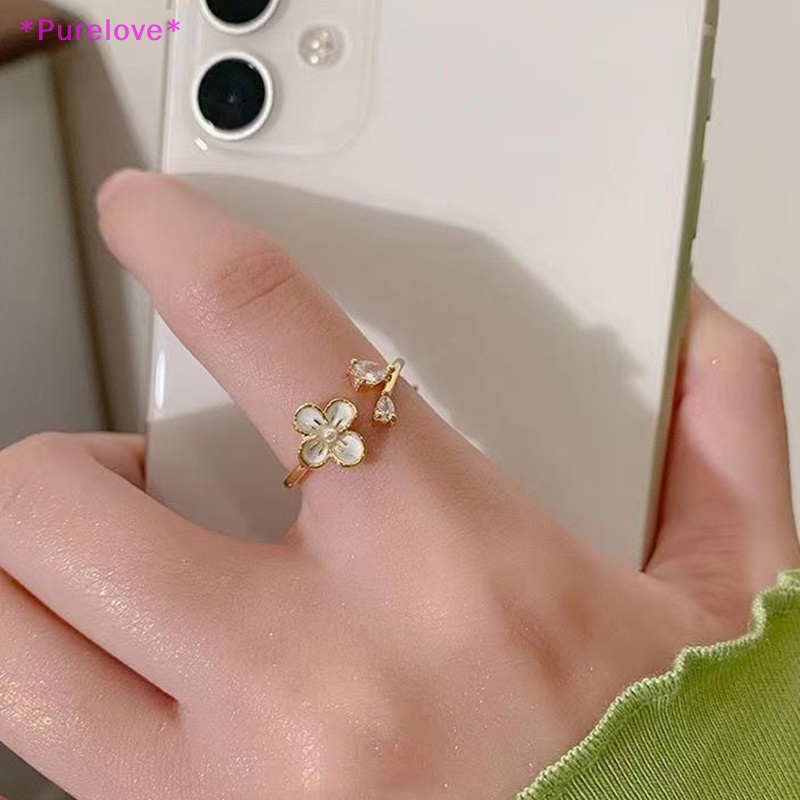 Nhẫn Hở Hình Hoa Đính Ngọc Trai Nhân Tạo Thời Trang Dành Cho Nữ Mới