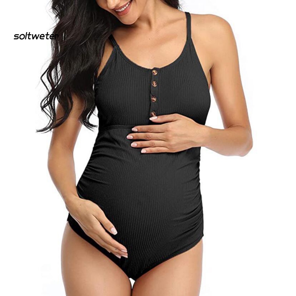 Bộ Đồ Bơi Màu Sắc Đơn Giản Bằng Nylon Co Giãn Cho Phụ Nữ Mang Thai